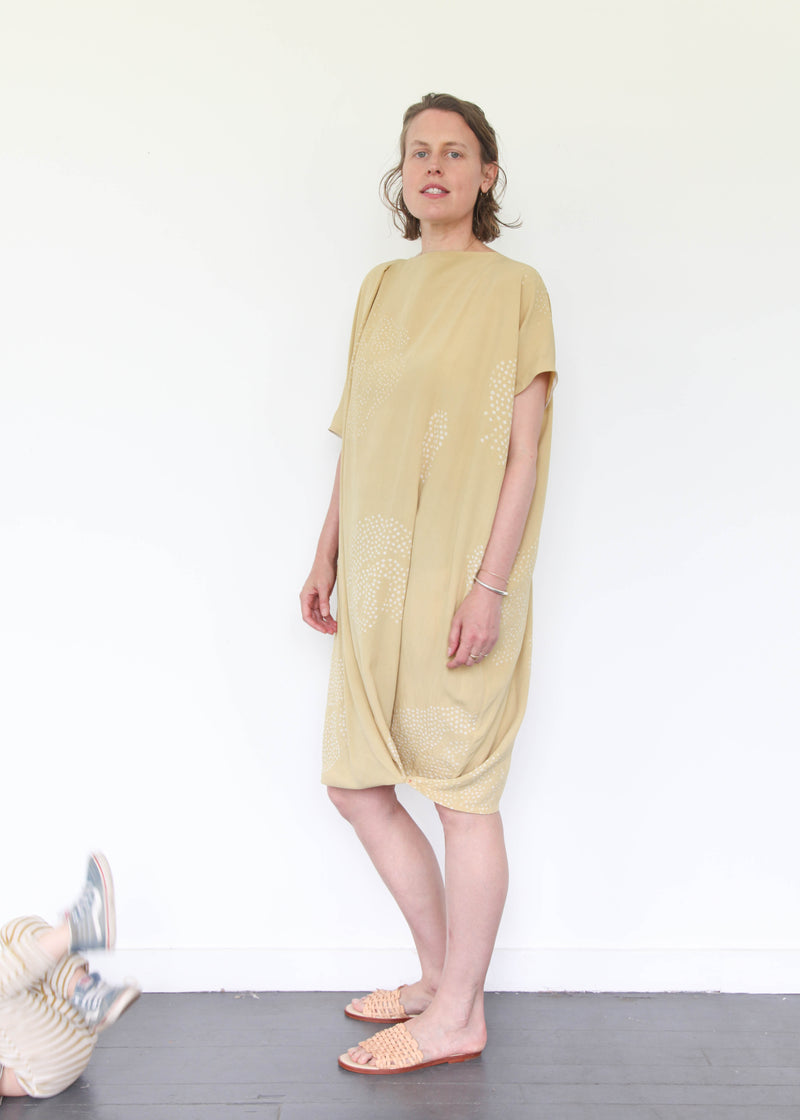 Shibori Silk Dress - Mustard