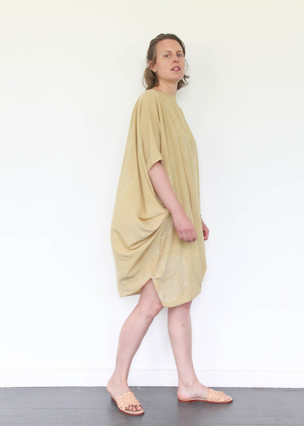 Shibori Silk Dress - Mustard