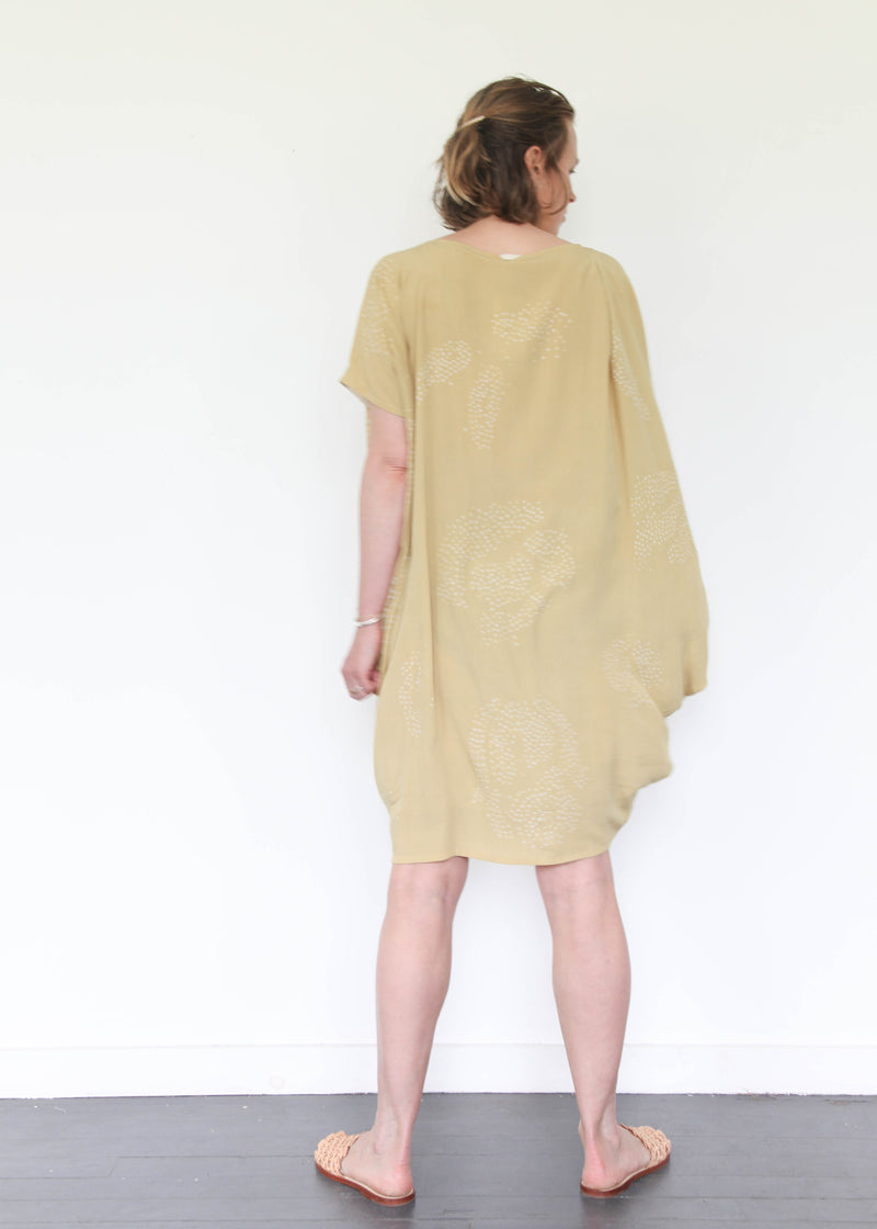 Shibori Silk Dress - Mustard