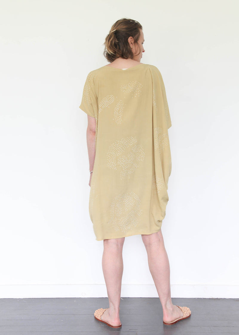 Shibori Silk Dress - Mustard