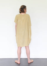 Shibori Silk Dress - Mustard