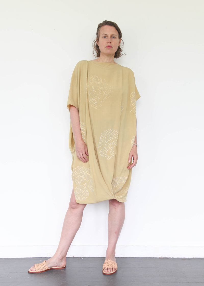 Shibori Silk Dress - Mustard