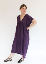 Long V Dress - Aubergine OS