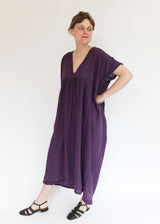 Long V Dress - Aubergine OS
