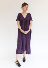 Long V Dress - Aubergine OS