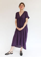 Long V Dress - Aubergine OS