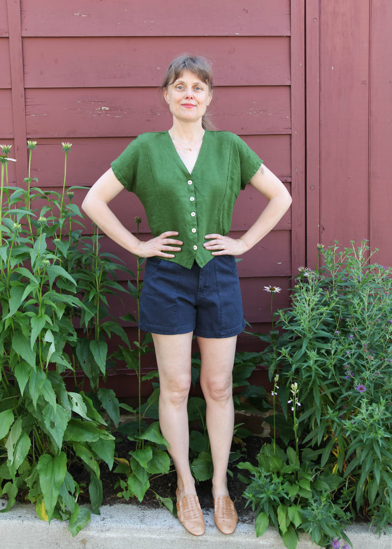 S/S V-Neck Shirt - Oregano
