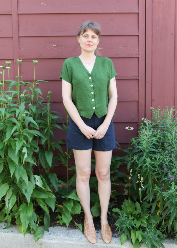 S/S V-Neck Shirt - Oregano