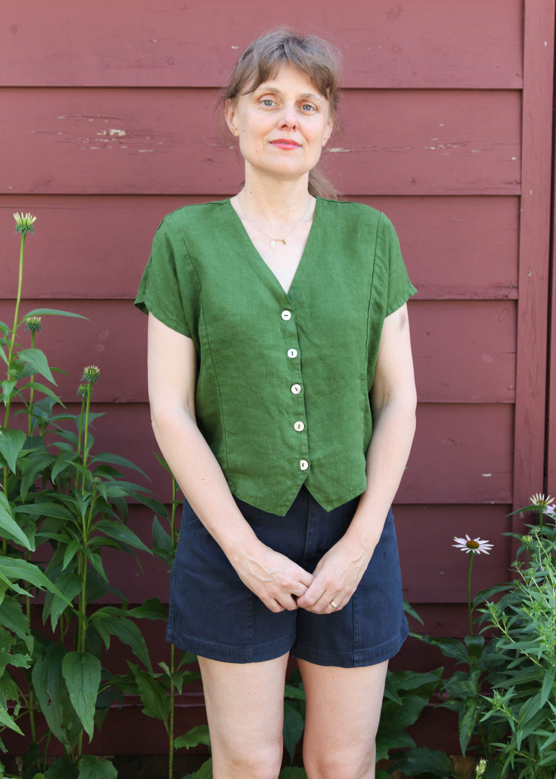 S/S V-Neck Shirt - Oregano