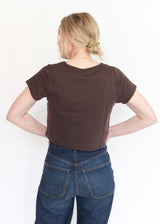 Crop Pointelle Tee - Walnut
