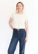 Crop Pointelle Tee - Natural