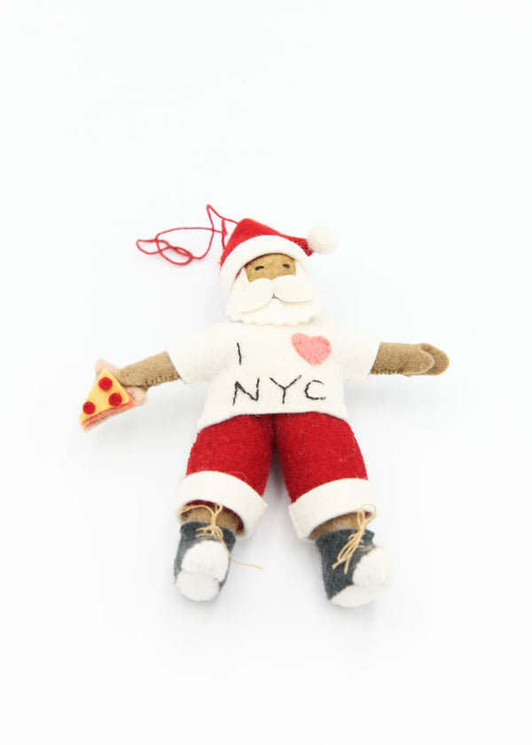 Brown New York Santa Ornament