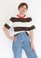 Bay-Sue Cacao & White Wide Stripe Tee
