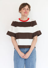 Bay-Sue Cacao & White Wide Stripe Tee
