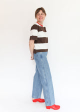 Bay-Sue Cacao & White Wide Stripe Tee