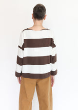 Leia-Sue Cacao & White Wide Stripe Top