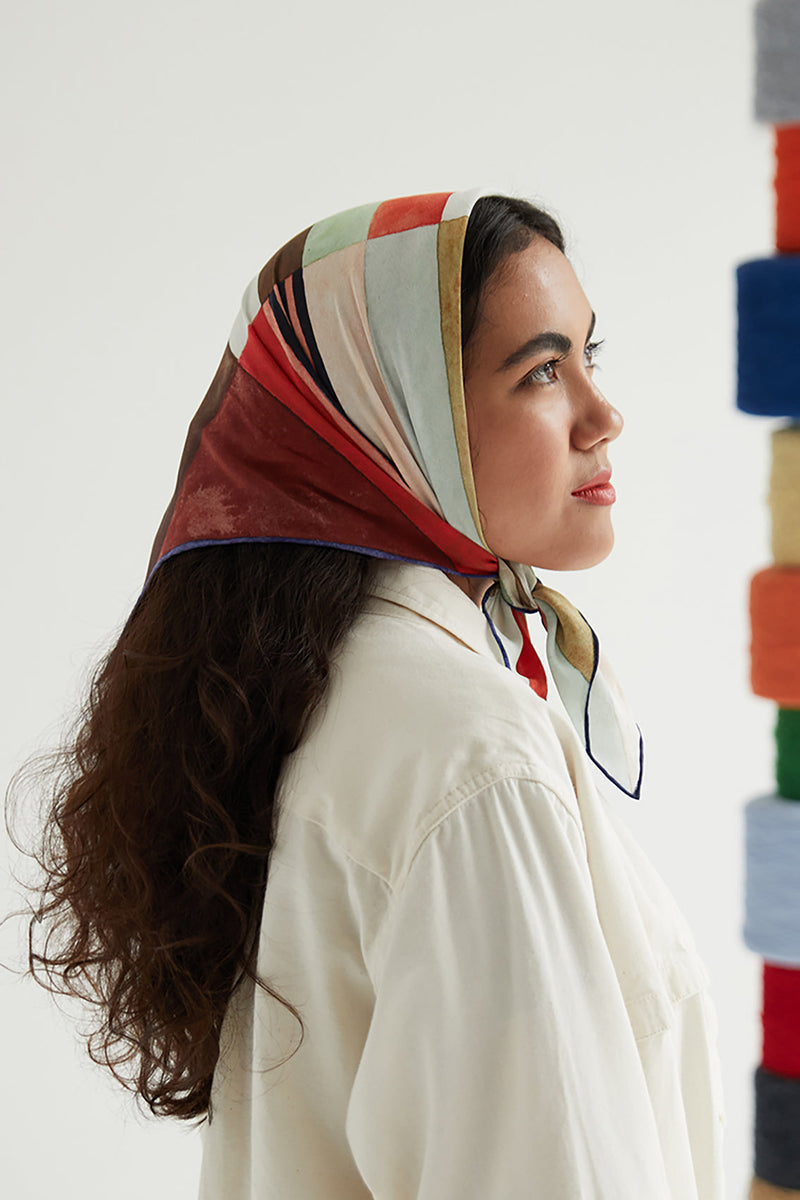 Printed Silk Scarf - Oblique