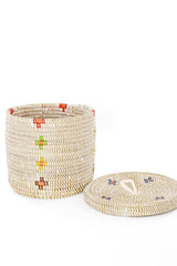 Colorful Blossom Lidded Storage Basket