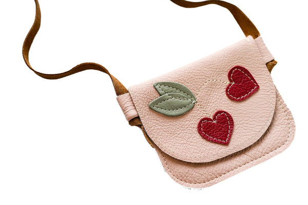 Cherry on Pink Leather Little Girls Purse Toddler & Kids