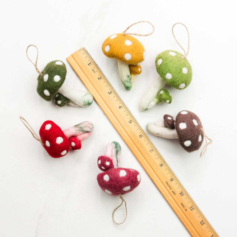 Ornament - Felt Mushrooms - 6 Assorted Pieces