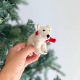 Felt Ornament - Polar Bear With Scarf