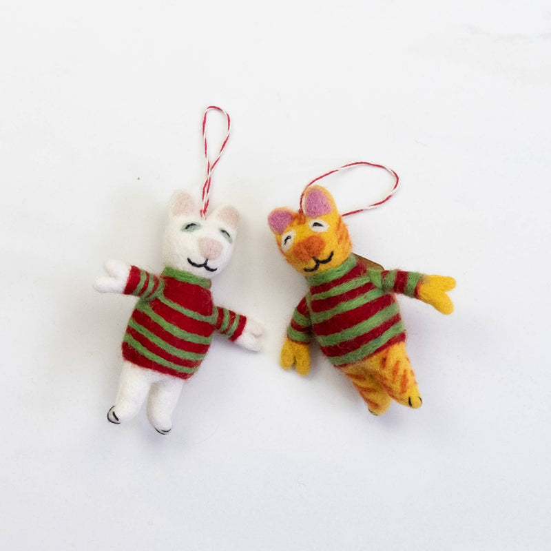 Cat Ornament with Christmas Sweater