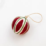 Holiday Felt Ball Ornament Hand Embroidered Red Assorted