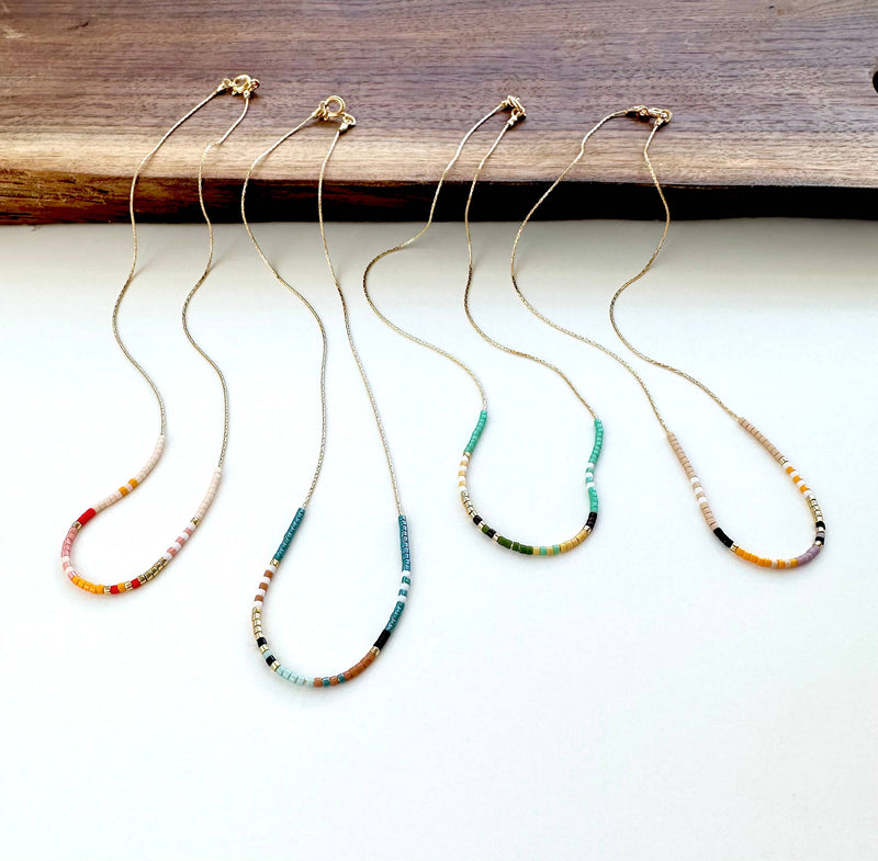 Thin Beaded Necklace - Color Mix Collection