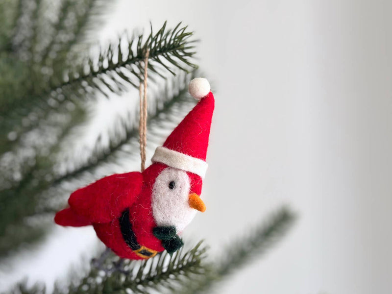 Felt Santa Bird Ornament