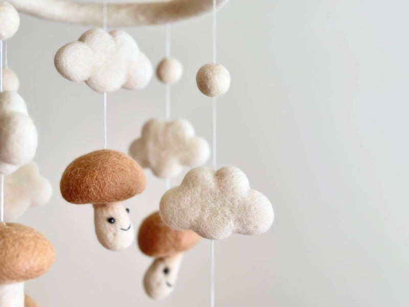 Felt Baby Mobile - Smiley Mushroom