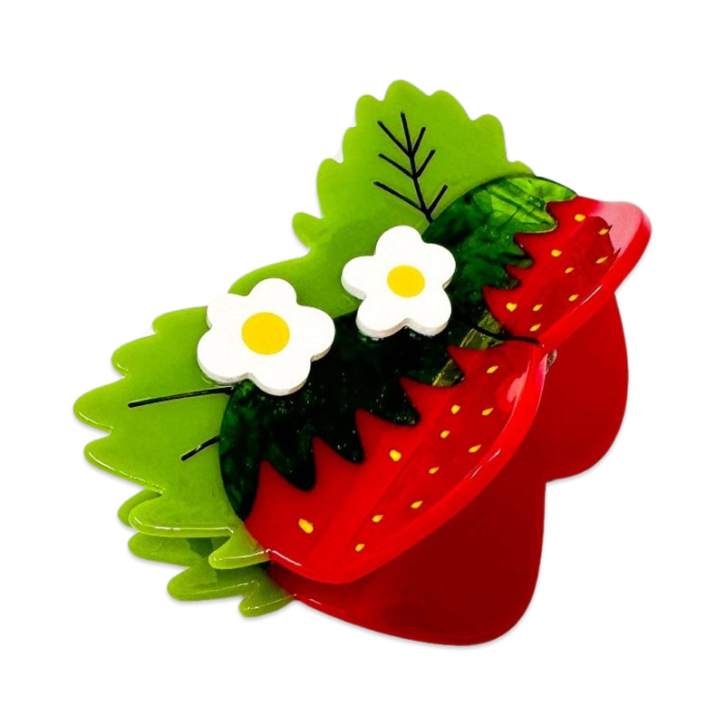 Large Strawberries and Flowers Hair Claw Clip