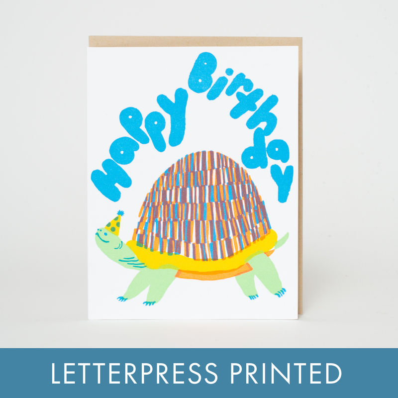 Turtle Birthday Letterpress Greeting Card by Egg Press