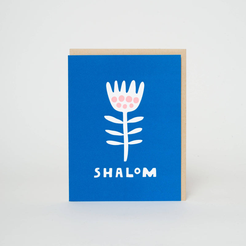 Shalom Flower Letterpress Greeting Card by Suzy Ultman