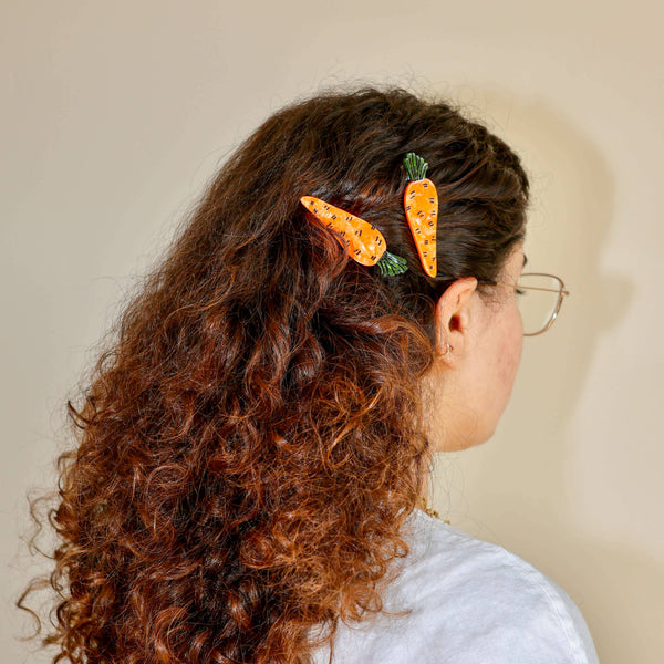 Carrot Alligator Hair Clip Set