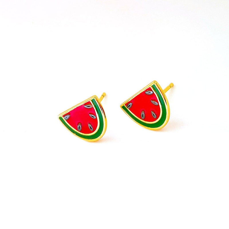 Watermelon Enamel Earrings