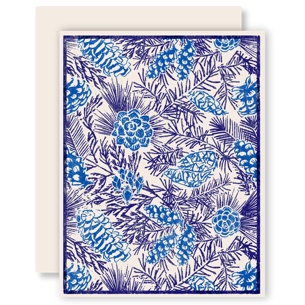 Pines and Boughs (Blue) Letterpress Card