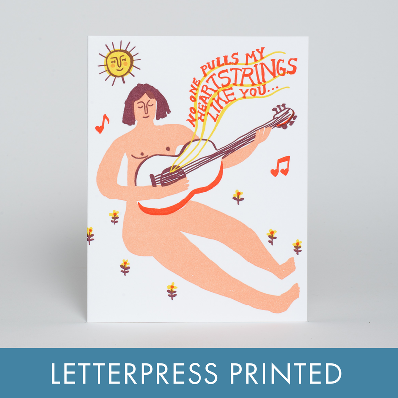 Heartstrings Love Letterpress Greeting Card by Egg Press