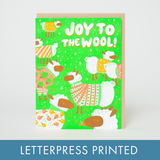 Joy To The Wool Sheep Punny Letterpress Greeting Card by Hello!Lucky