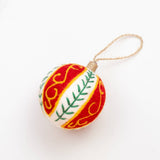 Holiday Felt Ball Ornament Hand Embroidered Red Assorted