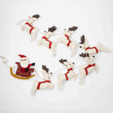 Garland - Santa with Sleigh and 7 Reindeer -White - NEW!
