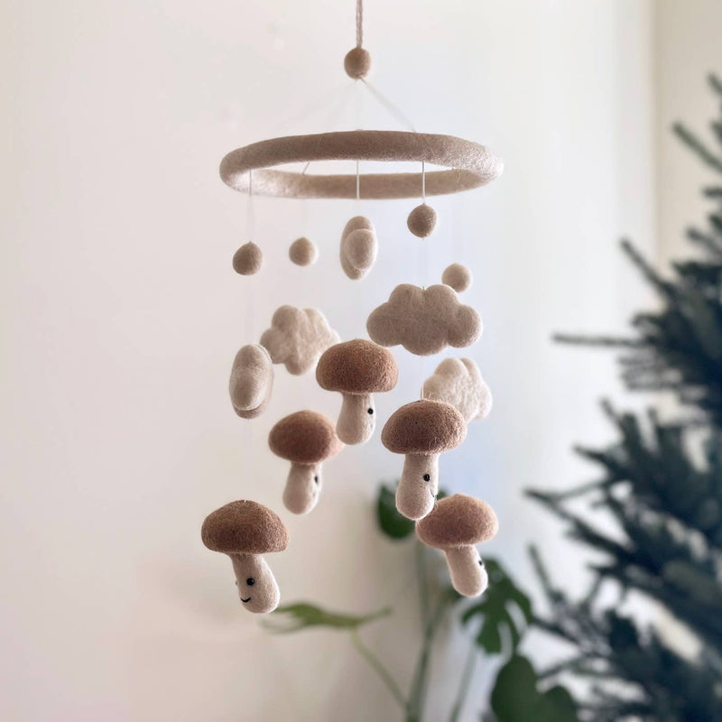 Felt Baby Mobile - Smiley Mushroom