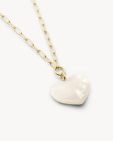 Midi Heart Pendant Necklace in White Shell