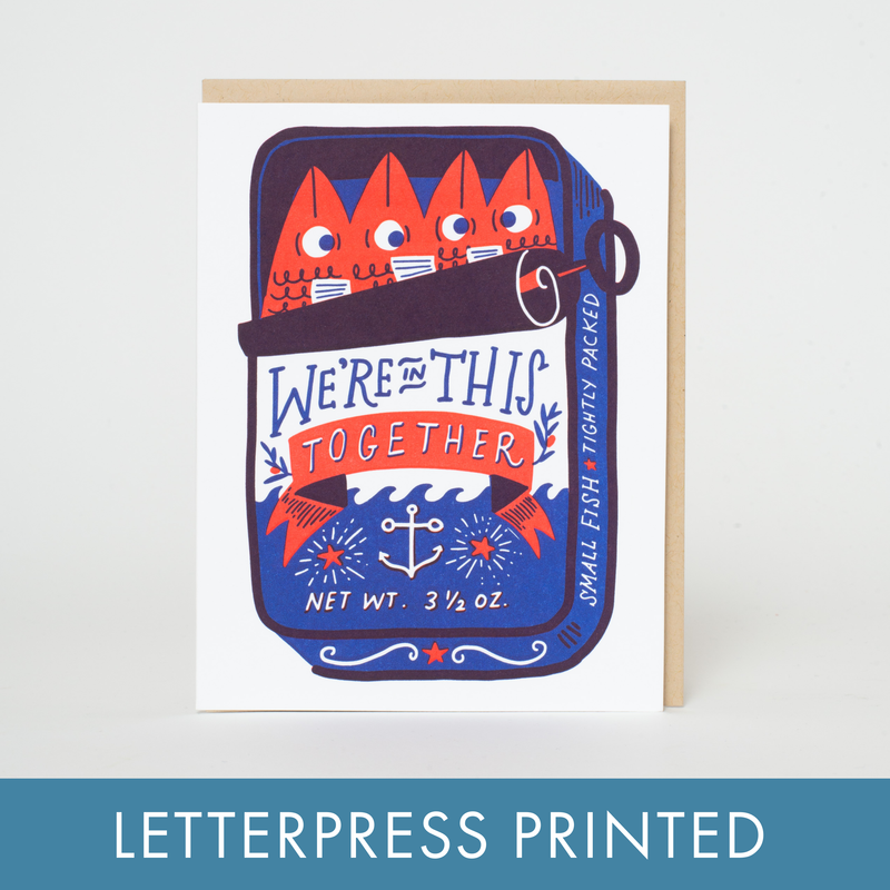 Sardines Friendship Letterpress Greeting Card by Hello!Lucky