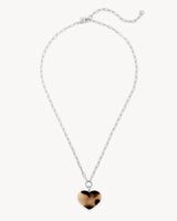 Midi Heart Pendant Necklace in Blonde Tortoise