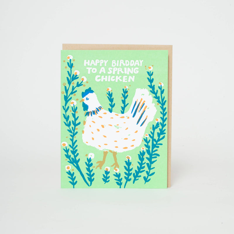 Spring Chicken Birthday Letterpress Greeting Card by Egg Press