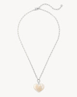 Midi Heart Pendant Necklace in White Shell