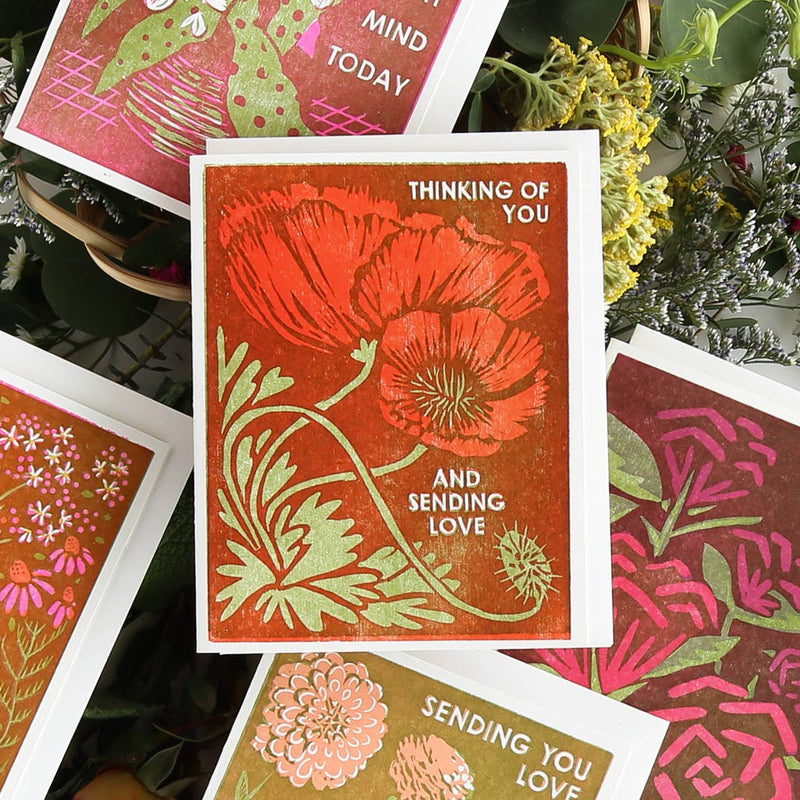 Thinking of You (Red Poppies) Friendship Card