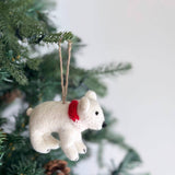 Felt Ornament - Polar Bear With Scarf