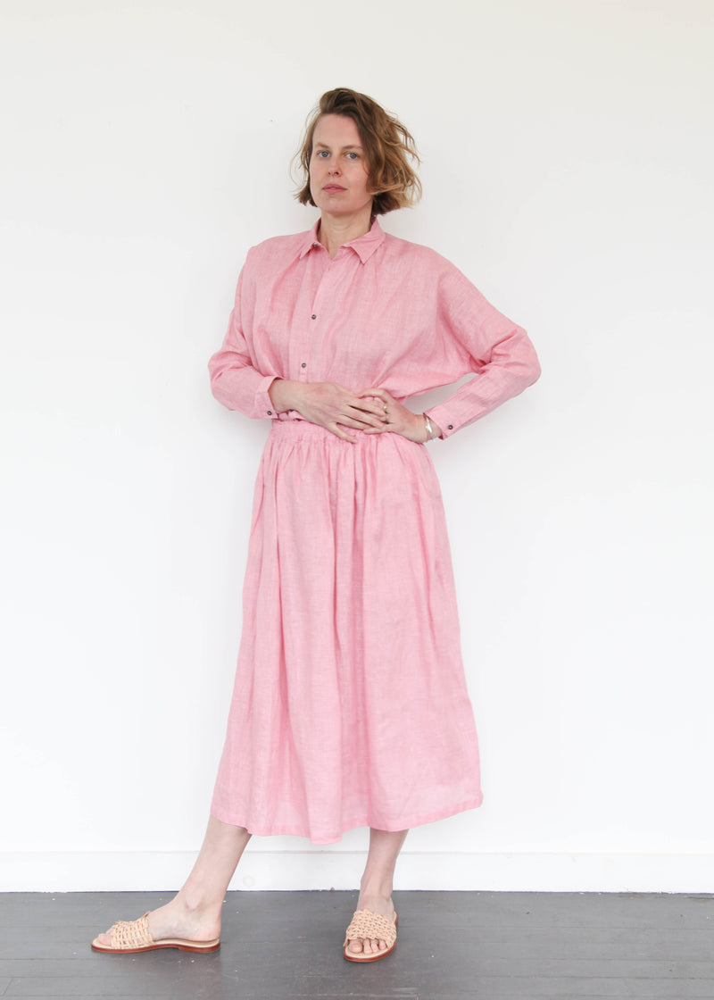 Color Linen Skirt - Pink