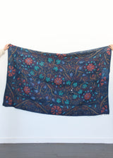 Kantha quilt with embroidery, deep purple